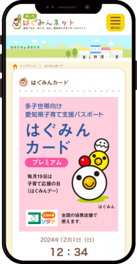 見本：多子世帯向けはぐみんカード