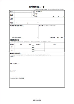 見本　救急情報シート01