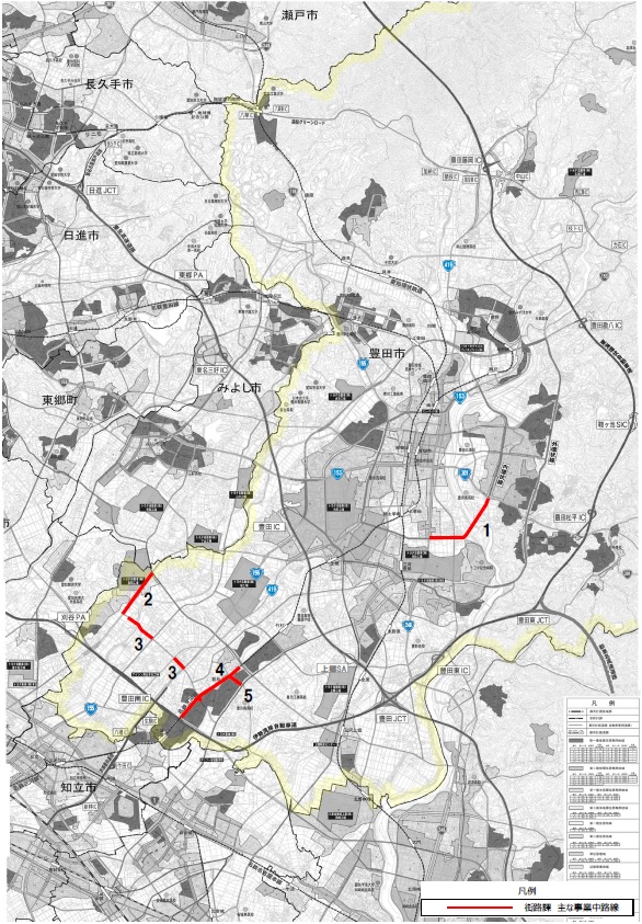 豊田市の路線地図