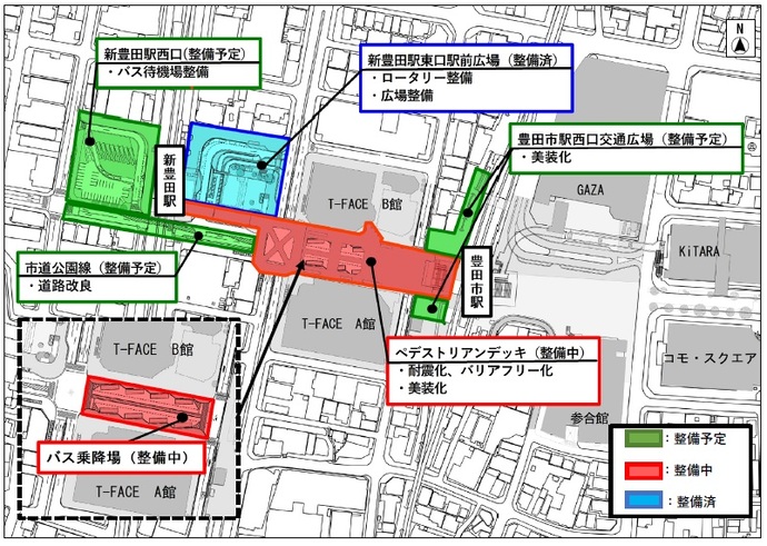 地図　豊田市駅西口の整備の進捗状況