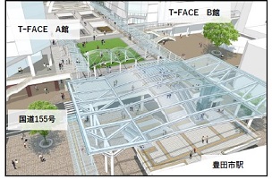 ペデストリアンデッキ及び豊田市駅西口交通広場 完成イメージパース