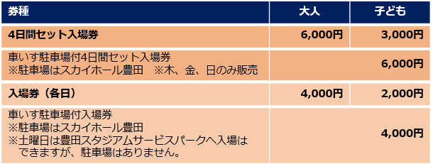 豊田スタジアムサービスパーク入場券