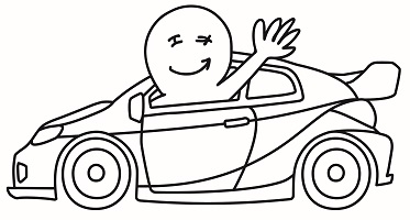 イラスト見本:オリジナルイラストデータ (エがオ君乗車(線画)バージョン)